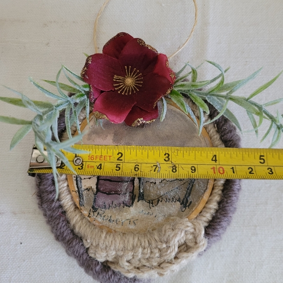 Christmas Ornament Hand Painted Macrame Upcycled - Picture 5 of 5
